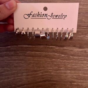 Fashion Jewelry 10-Pair Silver Tone Hoop & Huggie Earring Set